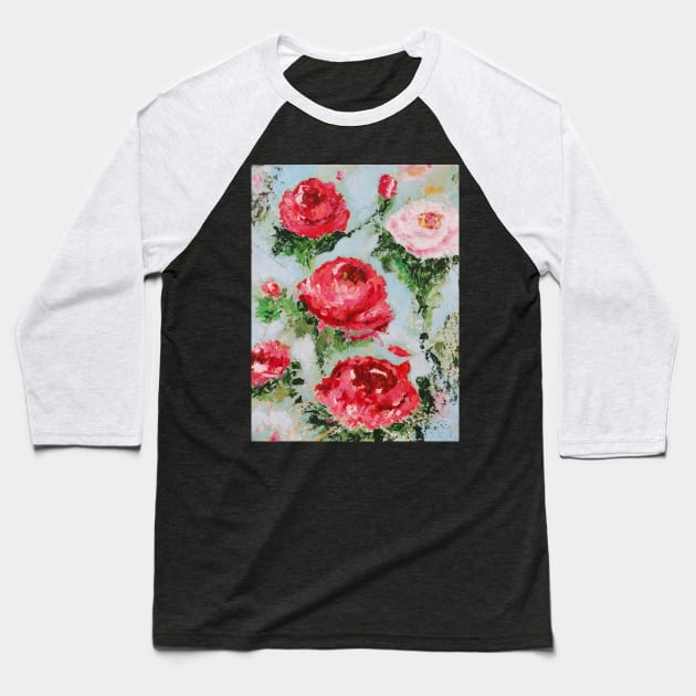 Red and White Roses Baseball T-Shirt by IGDecorArt